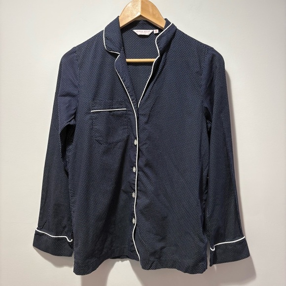 Derek Rose Cotton Batiste Navy Polkadot Print Pajama Set Size XS 100% Cotton - Picture 4 of 16